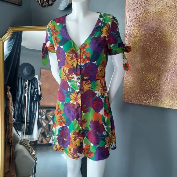 Zara TRF Floral Mini Dress - Picture 2 of 14